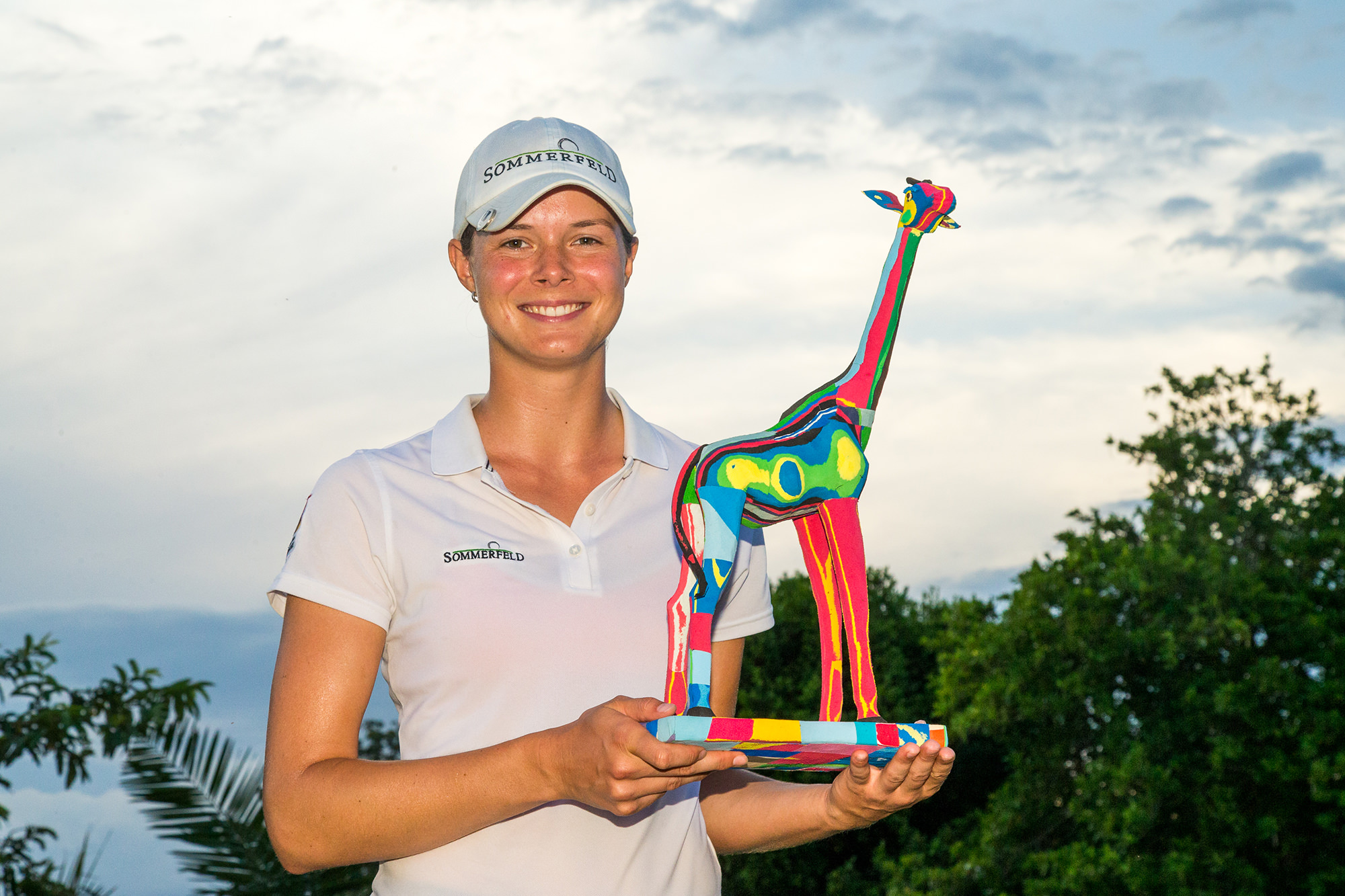 Esther Henseleit of Germany with her trophy National Club Golfer
